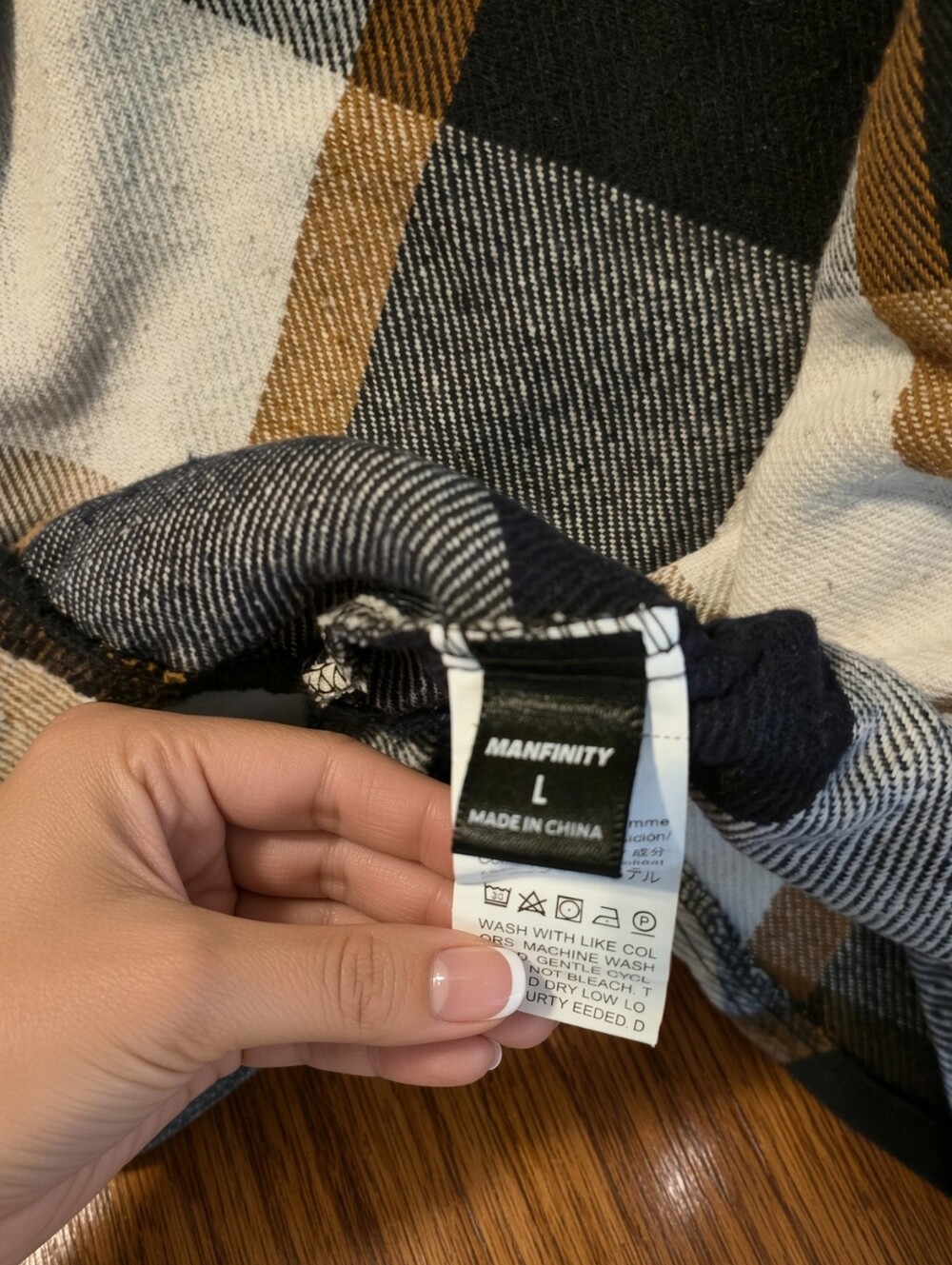 MANFINITY Black Gray Plaid Hooded Button-Up Shacket SZ L